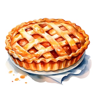 Apple Pie Clipart, Cottage Pies Images, 10 Watercolor Clip Art, Printable JPGs, Instant Download, Commercial Use, Paper craft