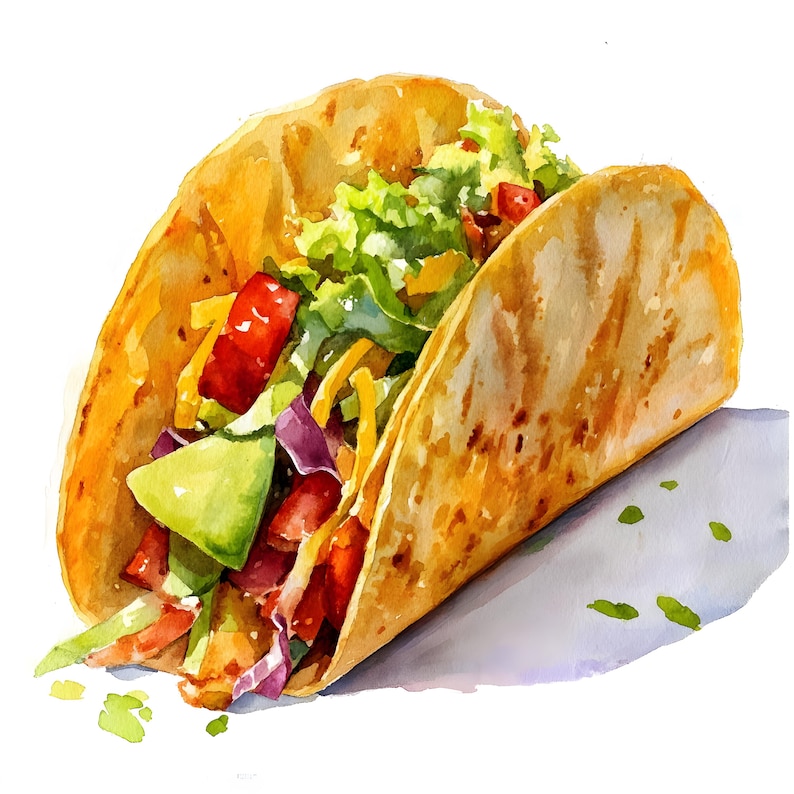 Watercolor Tacos Clipart: Mexican Food Art (jpgs, Commercial Use) - Etsy