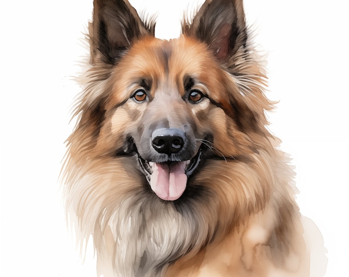 Belgian Tervuren Clipart, Belgian Tervuren Dog Images, 10 Watercolor Clip Art, Printable JPGs, Instant Download, Commercial Use, Paper craft
