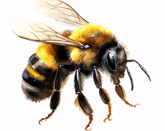 Bumblebee Clipart, Bumble Bee Images, 10 Watercolor Clip Art, Printable JPGs, Instant Download, Commercial Use, Paper craft
