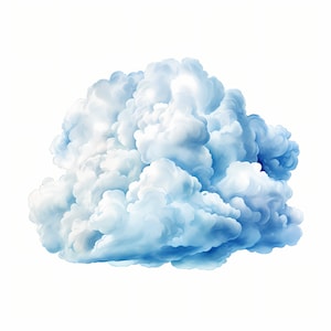 Clipart aquarel wolk: pluizige blauwe luchtafbeeldingen (digitale jpg-download)