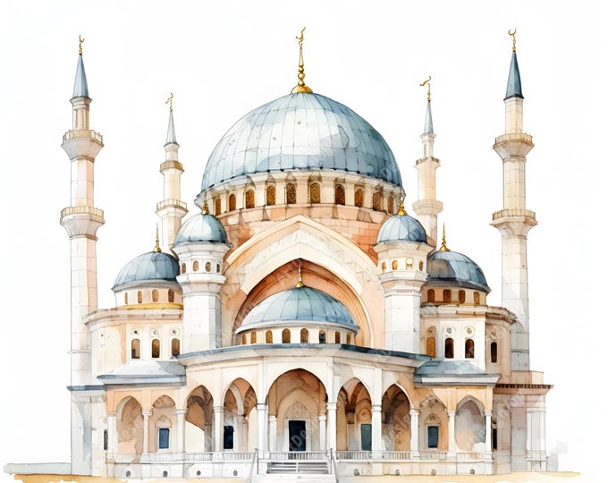 Mosque Clipart, Islamic Church Images, 10 Watercolor Clip Art, Printable JPGs, Instant Download, Commercial Use, Paper craft