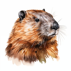 Beaver Clipart, Cute Beaver Images, 10 Watercolor Clip Art, Printable JPGs, Instant Download, Commercial Use, Paper craft