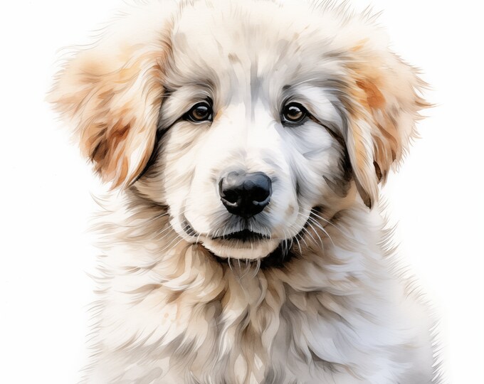 Pyrenean Mountain Dog Clipart, Puppy Dog Images, 10 Watercolor Clip Art, Printable JPGs, Instant Download, Commercial Use, Paper craft