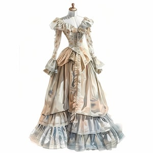 Victorian Dress Clipart: Watercolor Gown Images (JPGs, Commercial Use)