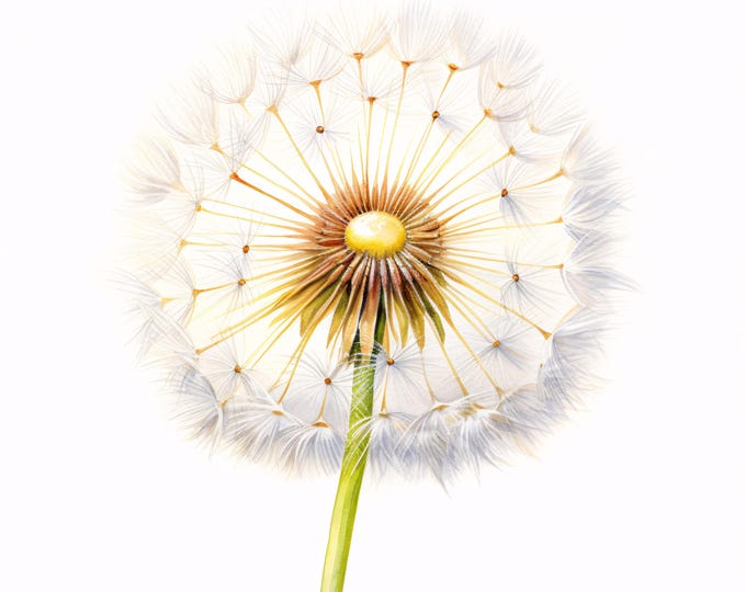 Watercolor Dandelion Clipart: Wildflower Art, Commercial Use JPGs (Instant Download
