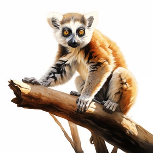 Lemur Clipart, Lemur Bilder, 10 Aquarell Clip Art, druckbare JPGs, Sofort Download, kommerzielle Nutzung, Papiermodell