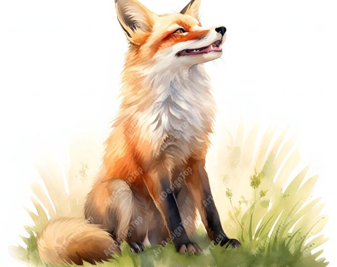 Cute Fox Clipart, Quirky Fox Images, 10 Watercolor Clip Art, Printable JPGs, Instant Download, Commercial Use, Paper craft