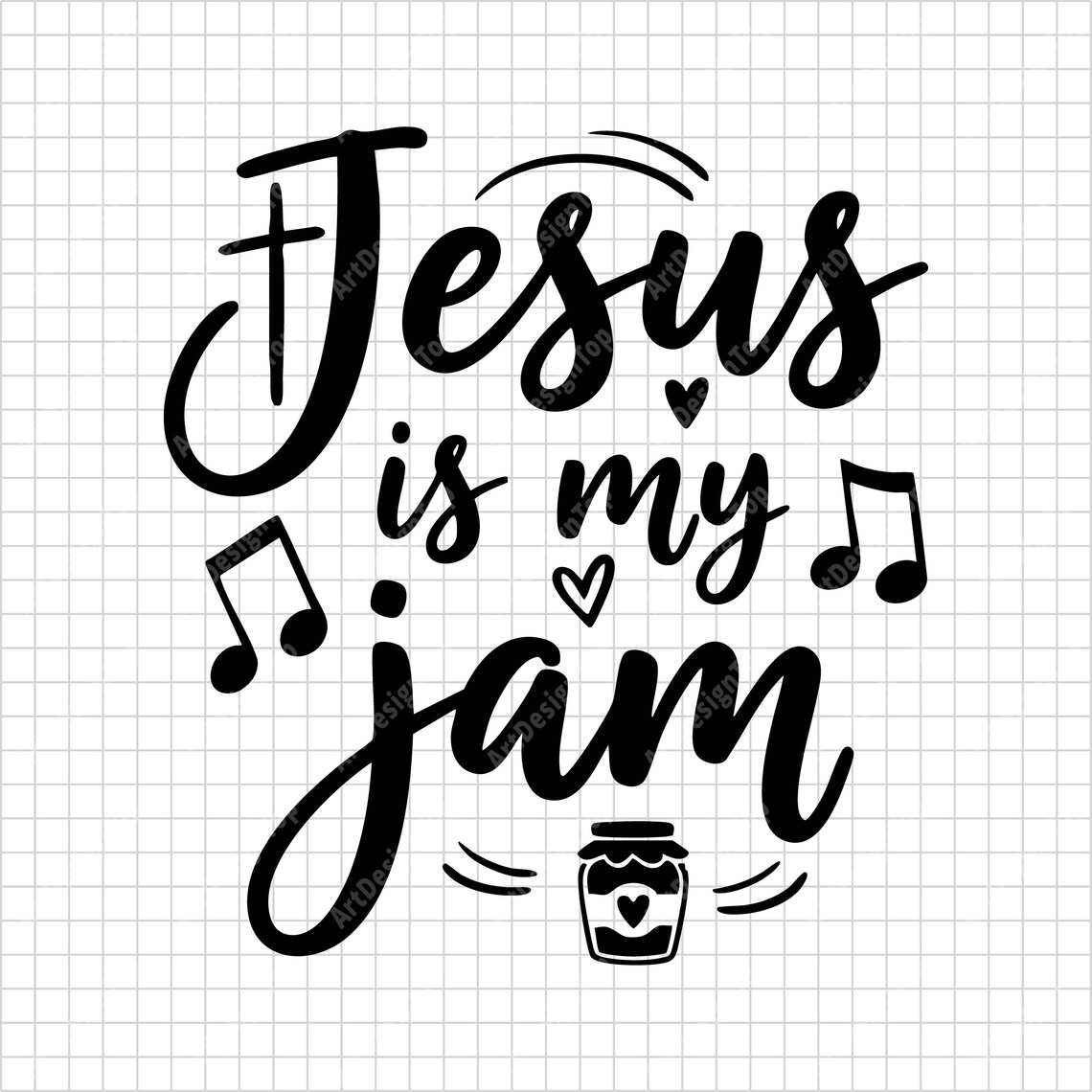 Jesus is My Jam SVG, Music Notes & Jar, Worship Praise Lettering ...