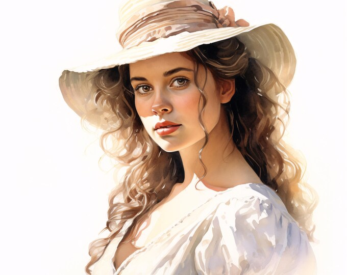 Victorian Lady Clipart, Vintage Woman Images, 10 Watercolor Clip Art, Printable JPGs, Instant Download, Commercial Use, Paper craft