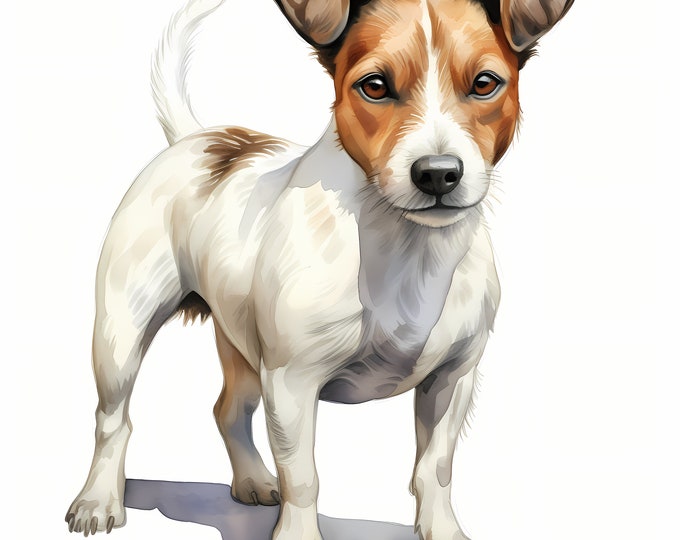 Jack Russell Dog Clipart, Jack Russell Terrier Images, 10 Watercolor Clip Art, Printable JPGs, Instant Download, Commercial Use, Paper craft