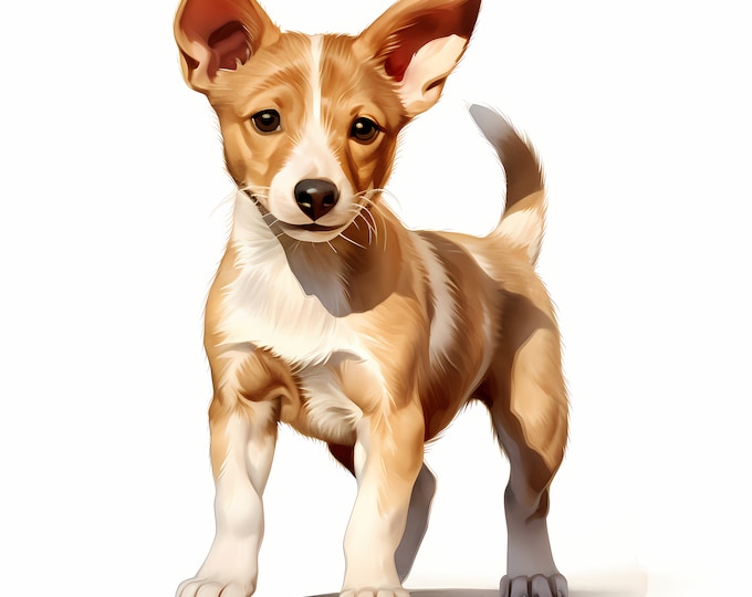 Portuguese Podengo Dog Clipart, Puppy Dog Images, 10 Watercolor Clip Art, Printable JPGs, Instant Download, Commercial Use, Paper craft