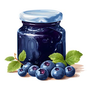 Blueberry Jam Clipart, Blueberries Images, 10 Watercolor Clip Art, Printable JPGs, Instant Download, Commercial Use, Paper craft