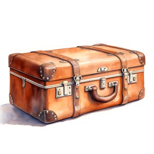 Clipart valise, images de sac de voyage vintage, 10 images clipart aquarelle, fichiers JPG imprimables, téléchargement immédiat, usage commercial, créations en papier