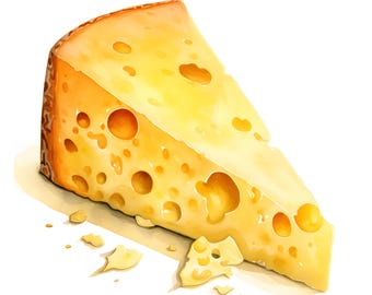 Cheese Clipart, Sliced Cheese Images, 10 Watercolor Clip Art, Printable JPGs, Instant Download, Commercial Use, Paper craft