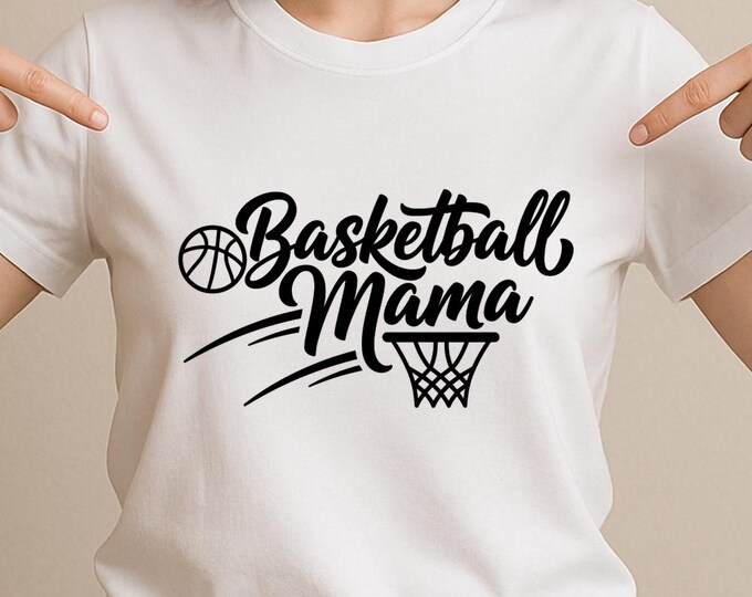 Basketball Mama SVG, Sports Mom Quote T-Shirt Print, Basketball Ball DXF PNG Cutting File Design for Cricut Silhouette
