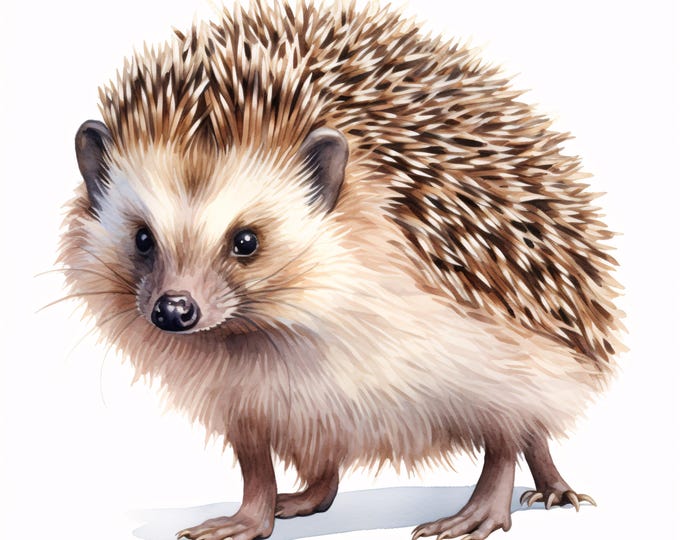 Watercolor Hedgehog Clipart: Woodland Animal Art, Commercial Use (JPGs, Instant Download)