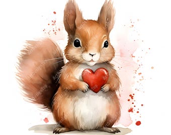 Valentine Animals Clipart, Romantic Animals Images, 10 Watercolor Clip Art, Printable JPGs, Instant Download, Commercial Use, Paper craft