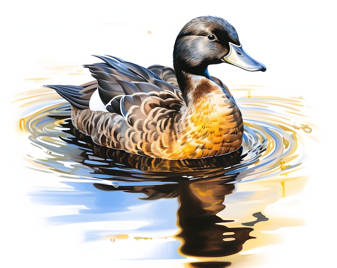 Black Duck Clipart, Wild Ducks Images, 10 Watercolor Clip Art, Printable JPGs, Instant Download, Commercial Use, Paper craft