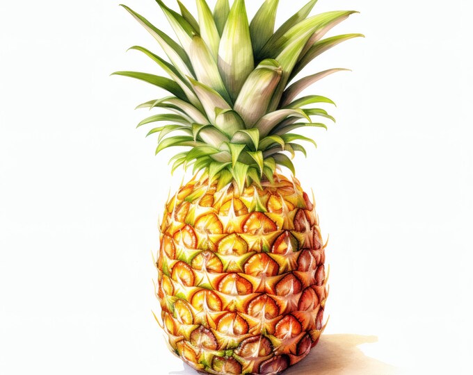 Pineapple Clipart, Tropical Fruit Images, 10 Watercolor Clip Art, Printable JPGs, Instant Download, Commercial Use, Paper craft