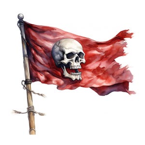 Watercolor Pirate Flag Clipart: Jolly Roger Images (JPG Download ...