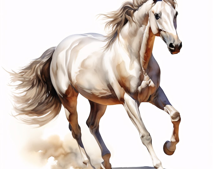 Horse Clipart, Running Stallion Images, 10 Watercolor Clip Art, Printable JPGs, Instant Download, Commercial Use