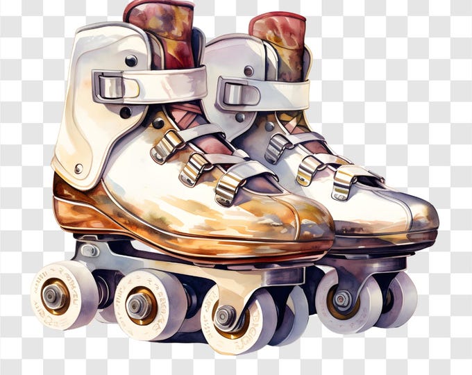 10 PNG Roller Skates, Roller Skating Clipart, Watercolor Clip Art, Instant Download, Commercial Use, Paper craft