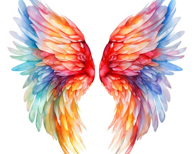 Magic Wings Clipart, Angel Wings Images, 10 Watercolor Clip Art, Printable JPGs, Instant Download, Commercial Use, Paper craft