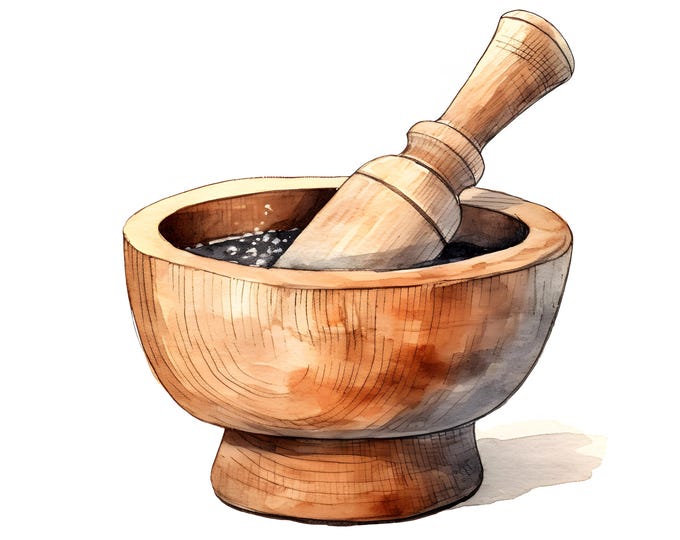Wooden Mortar Clipart, Mortar Pestle Images, 10 Watercolor Clip Art, Printable JPGs, Instant Download, Commercial Use, Paper craft