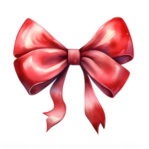 Watercolor Bow Clipart: 10 Ribbon JPGs, Commercial Use (Instant Download)