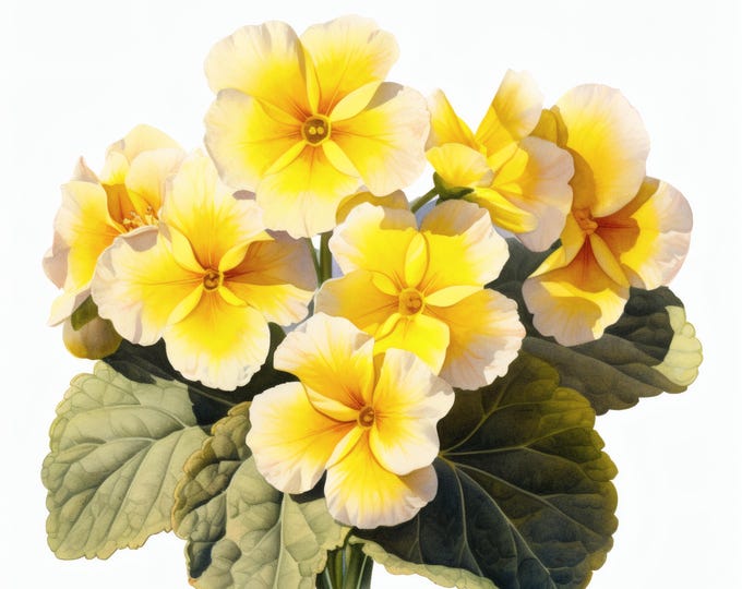 Primrose Flowers Clipart, Spring Floral Images, 10 Watercolor Clip Art, Printable JPGs, Instant Download, Commercial Use, Paper craft