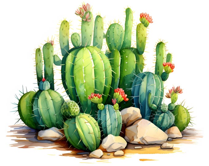 Cacti Clipart, Cactus Images, 10 Watercolor Clip Art, Printable JPGs, Instant Download, Commercial Use, Paper craft