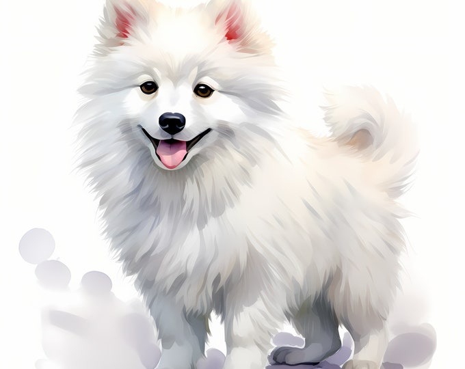 Japanese Spitz Clipart, Puppy Dog, Spitz Dog Images, 10 Watercolor Clip Art, Printable JPGs, Instant Download, Commercial Use, Paper craft