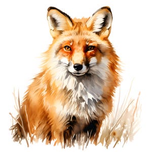 Clipart di volpe rossa, immagini di volpi della foresta, 10 clipart ad acquerello, JPG stampabili, download immediato, uso commerciale, artigianato di carta