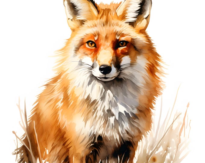 Red Fox Clipart, Forest Foxes Images, 10 Watercolor Clip Art, Printable JPGs, Instant Download, Commercial Use, Paper craft