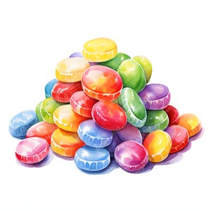 Rainbow Candy Clipart, Rainbow Sweet Treats Images, 10 Watercolor Clip Art, Printable JPGs, Instant Download, Commercial Use, Paper craft