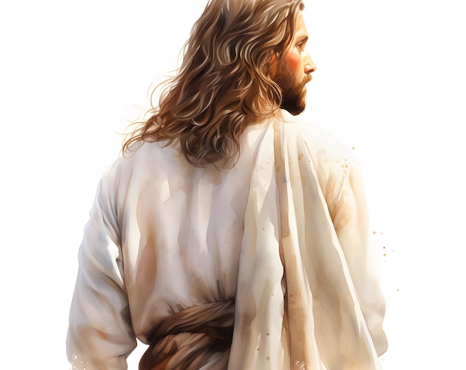 Jesus Christ Clipart, Back View Of Jesus Images, 10 Watercolor Clip Art, Printable JPGs, Instant Download, Commercial Use, Paper craft