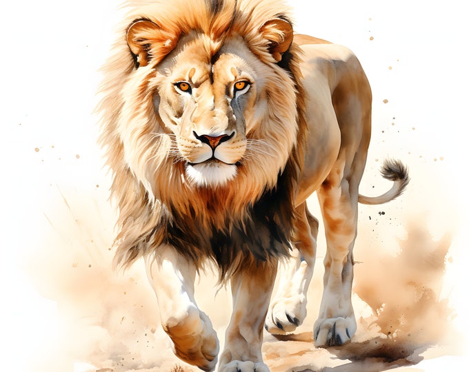 Lion Clipart, African Lions Images, 10 Watercolor Clip Art, Printable JPGs, Instant Download, Commercial Use, Paper craft