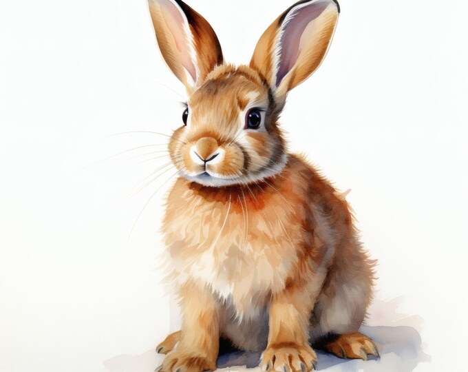 Bunny Clipart, Cute Rabbit Images, 10 Watercolor Clip Art, Printable JPGs, Instant Download, Commercial Use, Paper craft