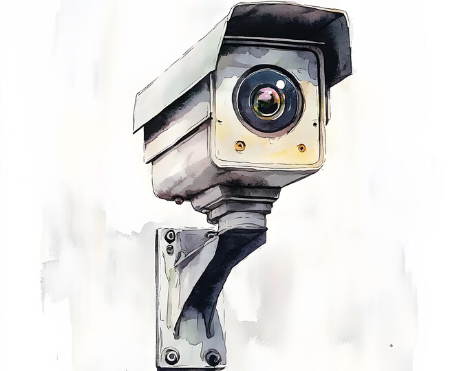 CCTV Camera Clipart, Security Camera Images, 10 Watercolor Clip Art, Printable JPGs, Instant Download, Commercial Use, Paper craft