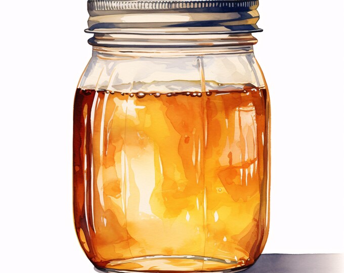 Jam Jar Clipart, Homemade Preserve Images, 10 Watercolor Clip Art, Printable JPGs, Instant Download, Commercial Use, Paper craft