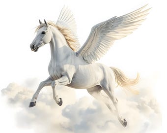 Pegasus Clipart, Winged Horse Images, 10 Watercolor Clip Art, Printable JPGs, Instant Download, Commercial Use, Paper Craft