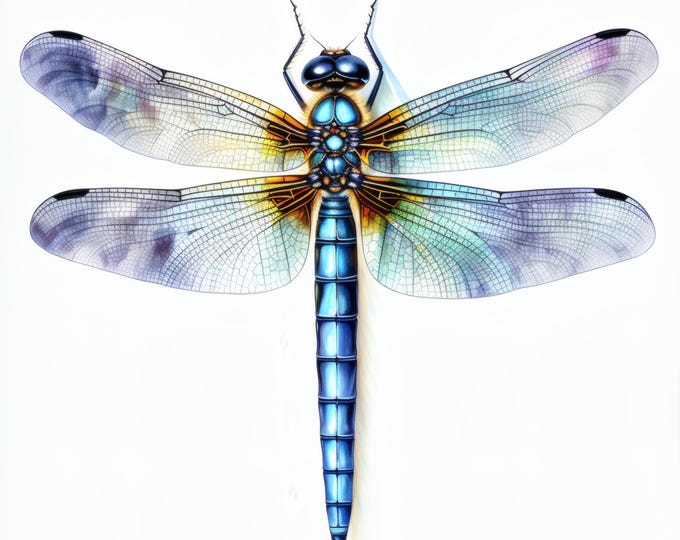 Dragonfly Clipart, Insect with Wings Images, 10 Watercolor Clip Art, Printable JPGs, Instant Download, Commercial Use, Paper craft