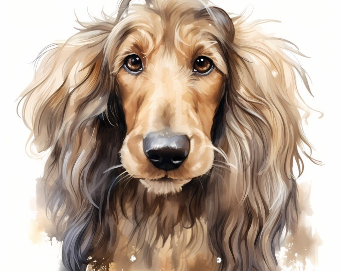 Afghan Hound Dog Clipart, Puppy Dog Images, 10 Watercolor Clip Art, Printable JPGs, Instant Download, Commercial Use, Paper craft