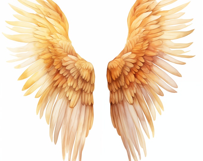 Angel Wings Clipart, White Wings, Halo Images, 10 Watercolor Clip Art, Printable JPGs, Instant Download, Commercial Use, Paper craft