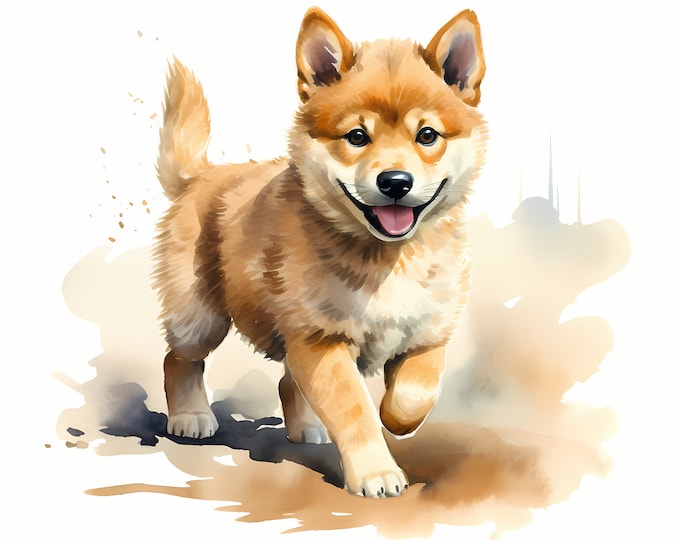 Shiba Inu Clipart, Puppy Dog Images, 10 Watercolor Clip Art, Printable JPGs, Instant Download, Commercial Use, Paper craft