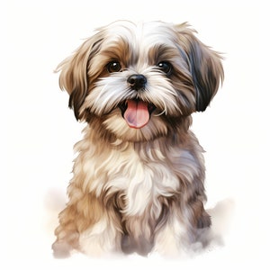 Shih Tzu Watercolor Clipart: Puppy Dog Art (Printable JPGs)