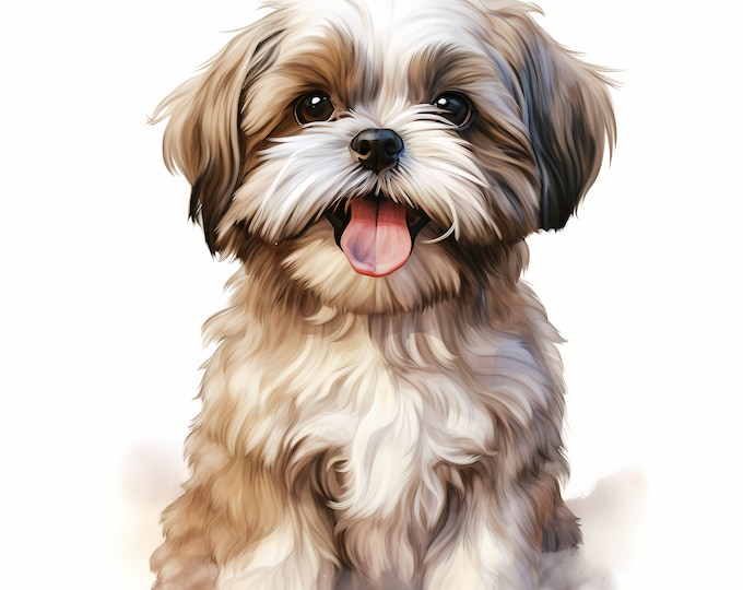 Shih Tzu Clipart, Puppy Dog Images, 10 Watercolor Clip Art, Printable JPGs, Instant Download, Commercial Use, Paper craft