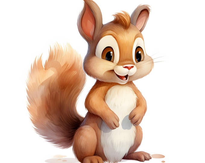 Squirrel Clipart, Cartoon Squirrels Images, 10 Watercolor Clip Art, Printable JPGs, Instant Download, Commercial Use, Paper craft