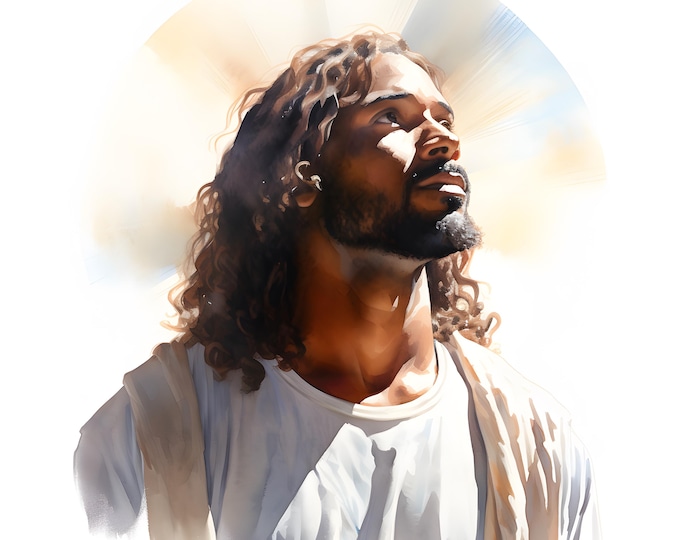 Black Jesus Clipart, Afro American Jesus Images, 10 Watercolor Clip Art, Printable JPGs, Instant Download, Commercial Use, Paper craft